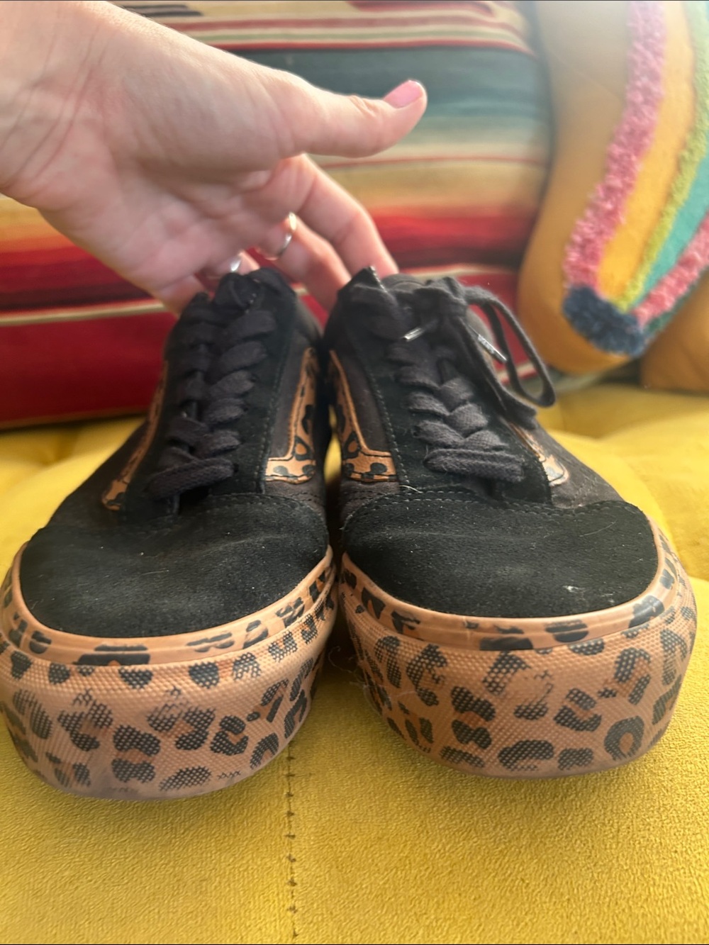 Vans Black Low-Top Sneakers with Leopard-Print Platform - Picture 5 of 6